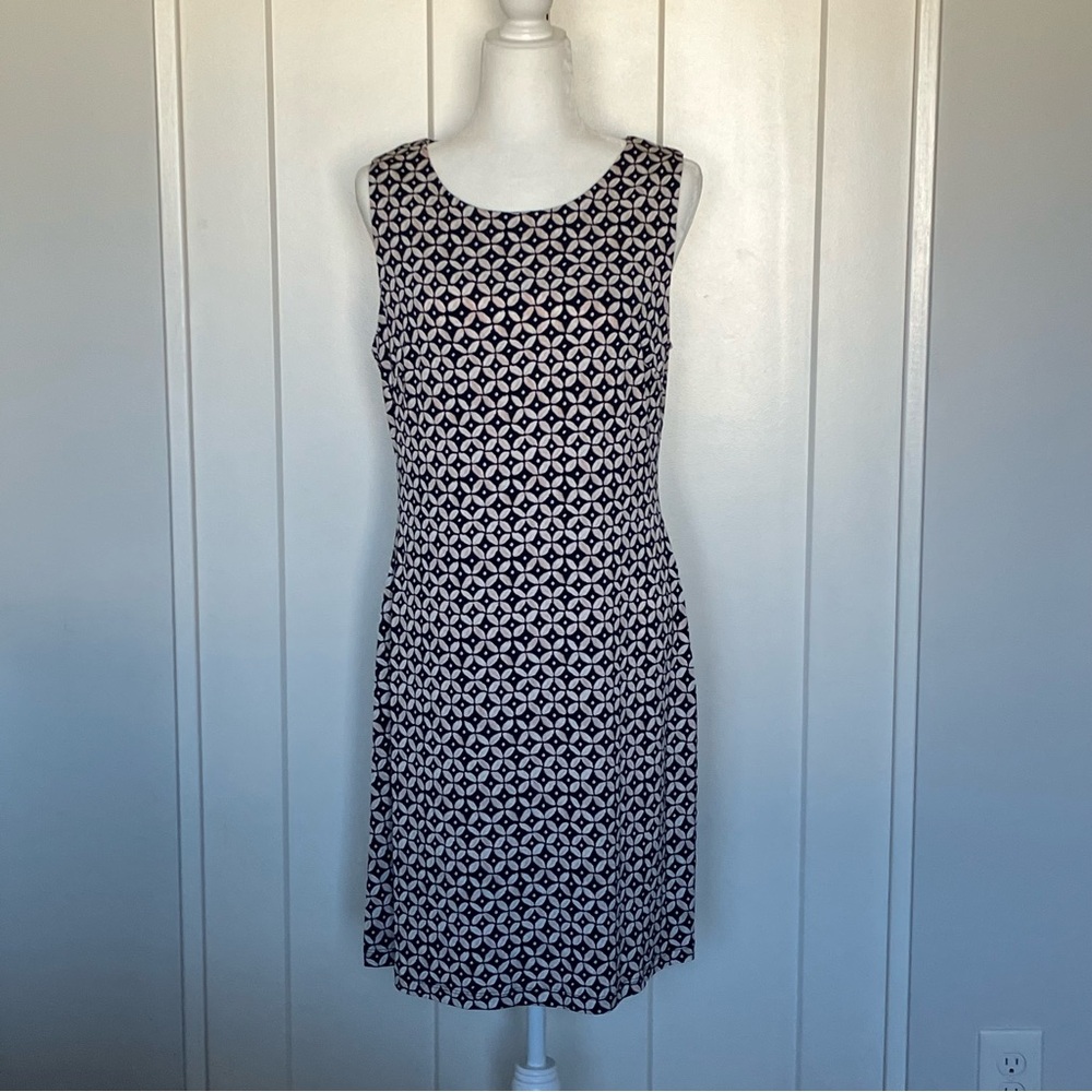 Tommy Hilfiger Sleeveless Dress Brown Black Geometric Floral Size 10 Stretch